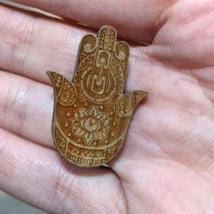 Wooden Hamsa Hat Pin